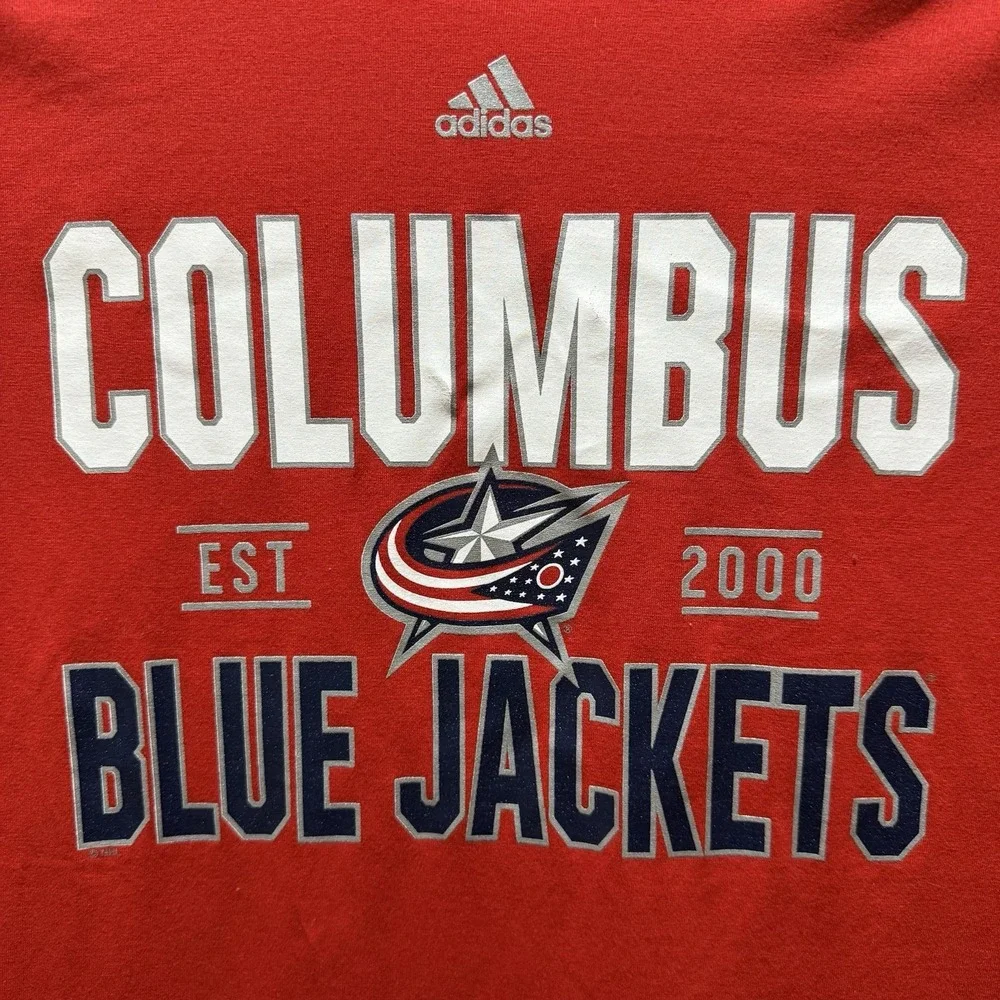 Columbus Blue Jackets NHL‎ Adidas Men's T-Shirt Red Men's Size XL
